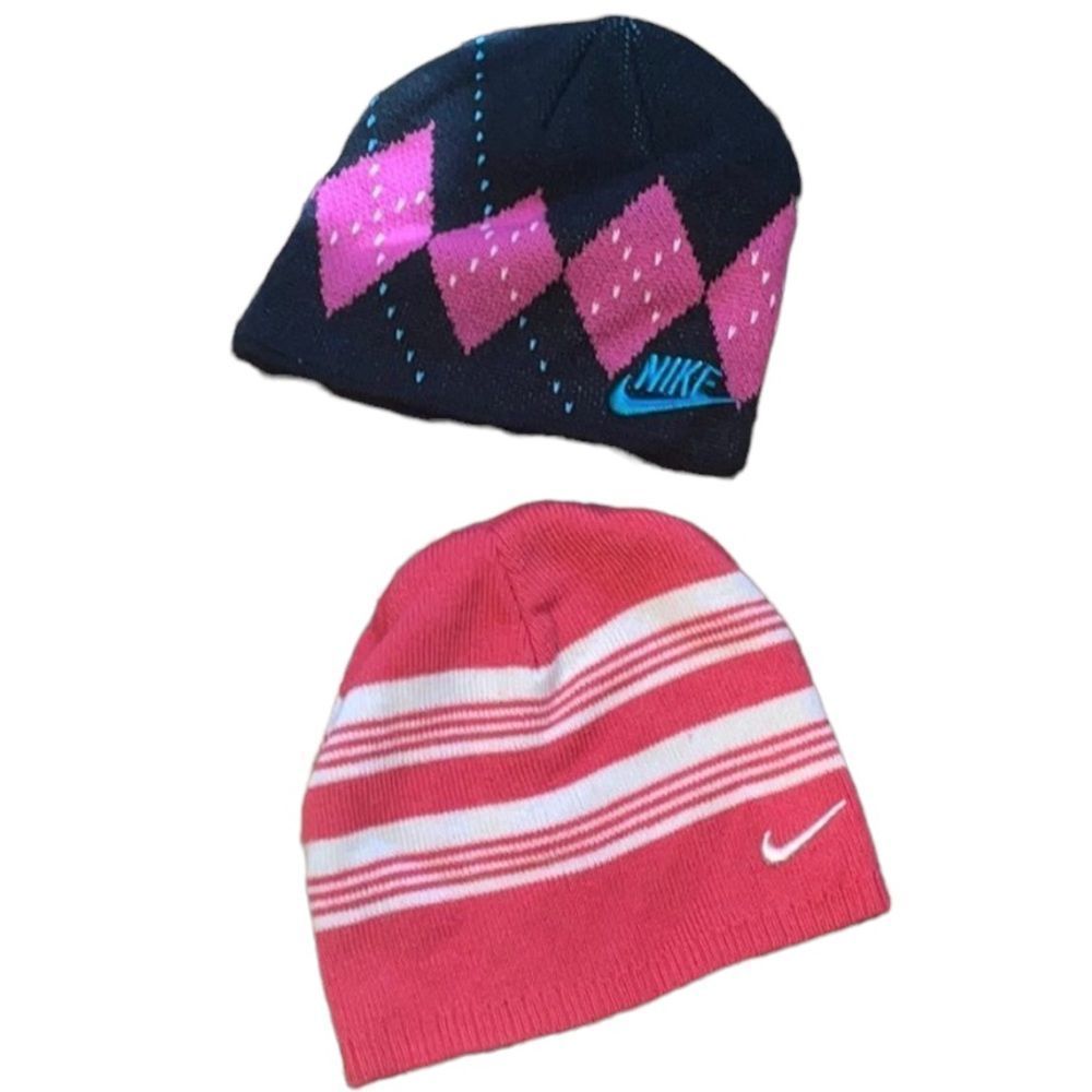 •NIKE• bundle of 2/beanies little girls 4-6X(black) 7-16(pink)